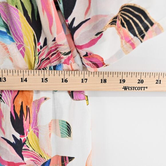 LA BLANCA Dress Size L Paradise Floral ALine Mini White Multi Off Shoulder - Picture 4 of 13